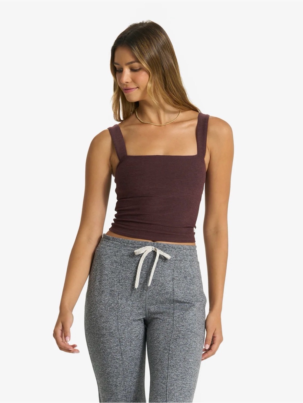 Vuori XS Elevation Square Neck Tank in Chestnut Heather 🍫 LIKE NEW